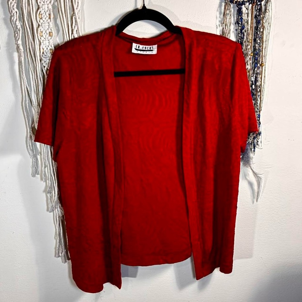 Enfocus Studio Vibrant Red Open Front Blouse